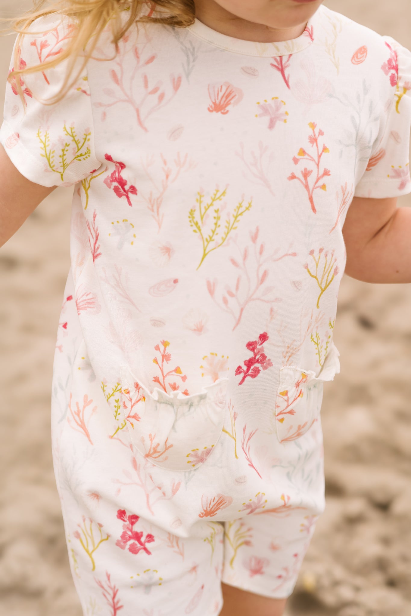 baby short sleeve puff romper sea bloom