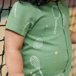 Pehr-Short Sleeve Pocket Romper-Doubles Green-2
