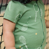 Pehr-Short Sleeve Pocket Romper-Doubles Green-2