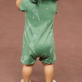 Pehr-Short Sleeve Pocket Romper-Doubles Green-4