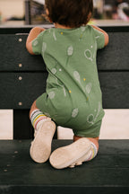 baby short sleeve pocket romper doubles green