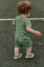 baby short sleeve pocket romper doubles green