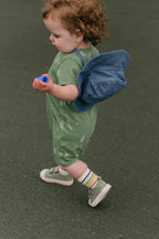 baby short sleeve pocket romper doubles green