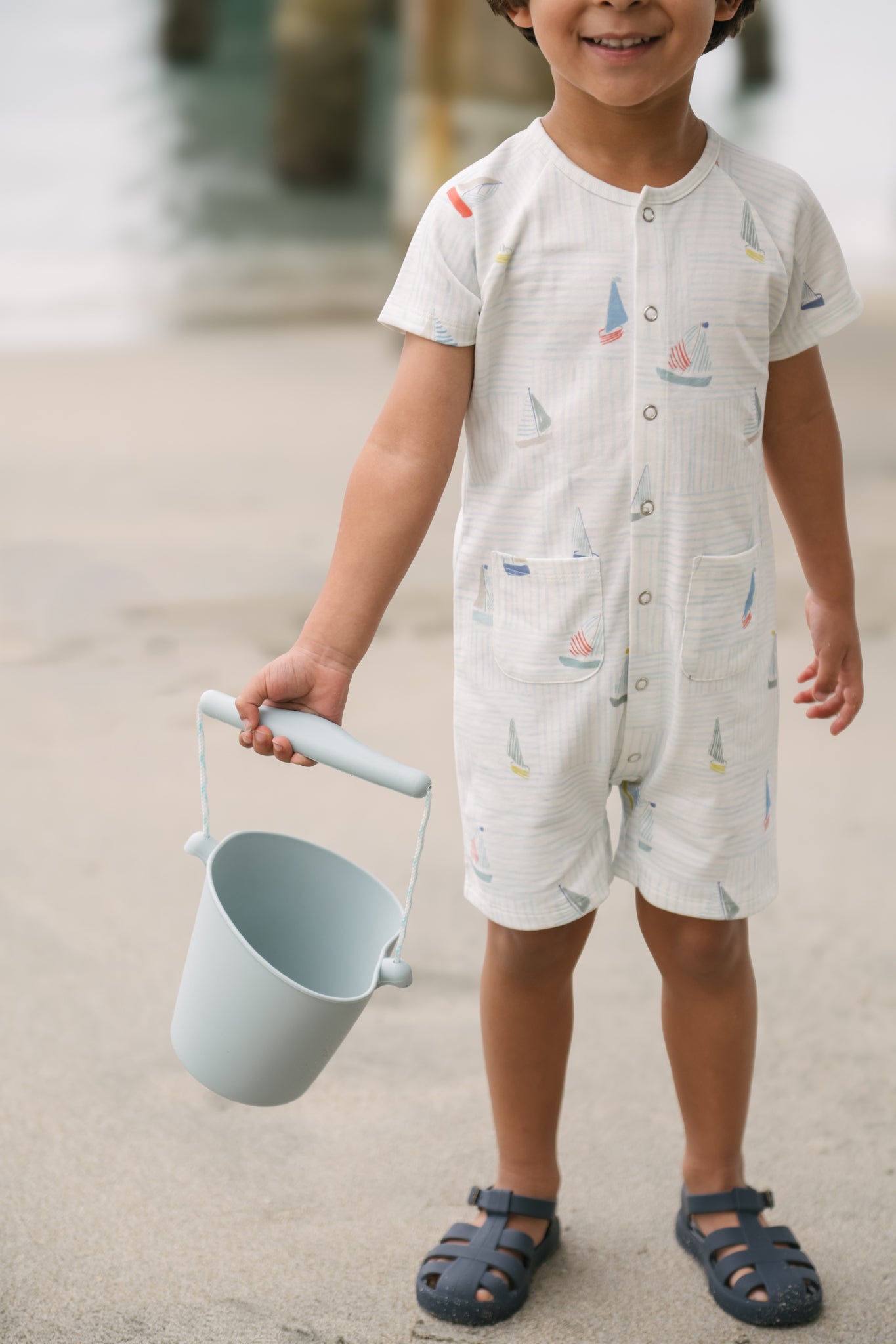 Short Sleeve Pocket Romper - Set Sail