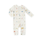 baby henley romper animal shuffle in multi pattern