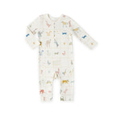 baby henley romper animal shuffle in multi pattern