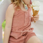 Classic Terry Drawstring Romper - Shell