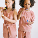 Classic Terry Drawstring Romper - Shell