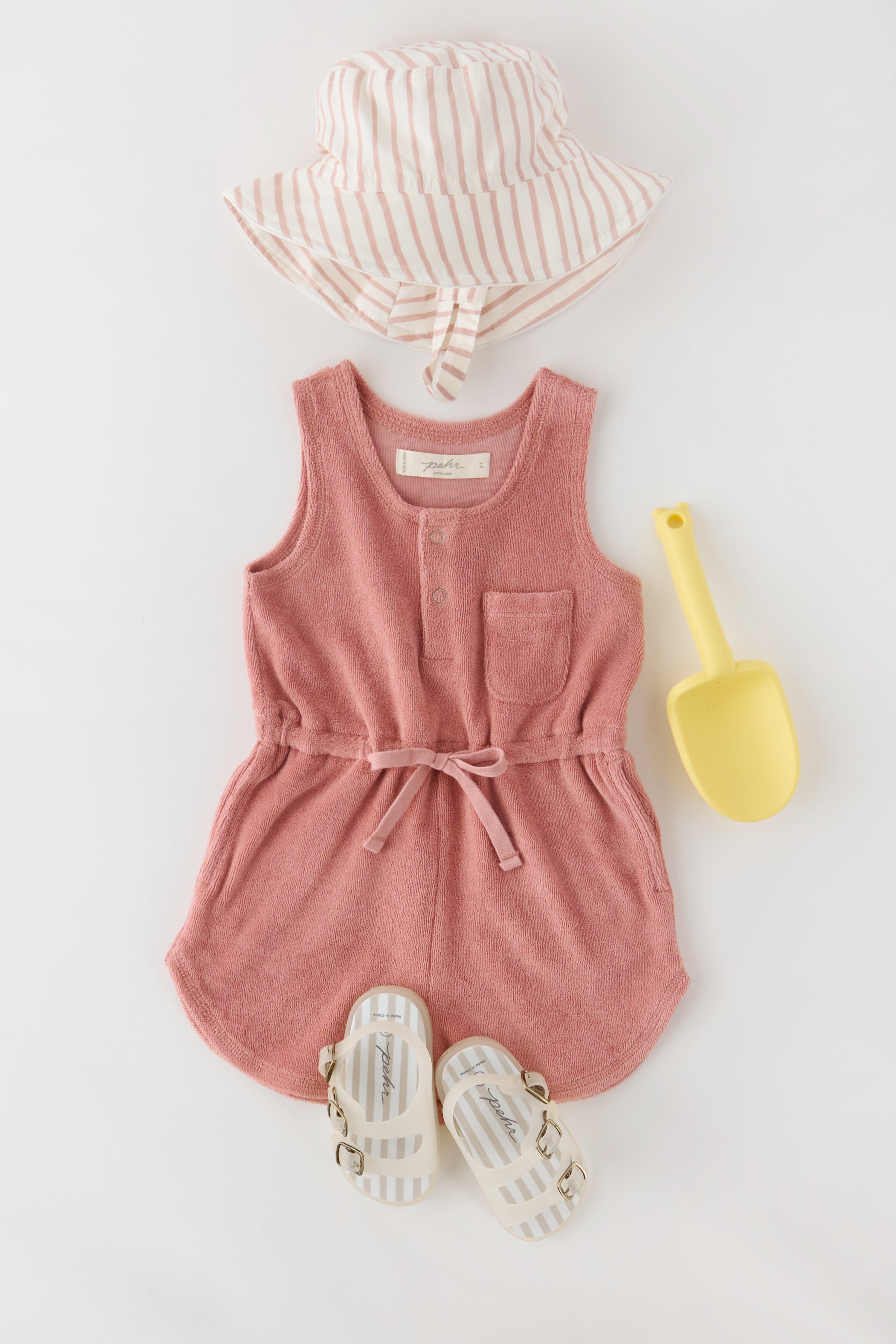 Classic Terry Drawstring Romper - Shell