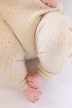 baby pointelle knit kimono romper natural