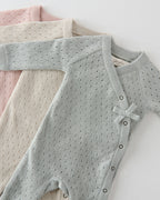 baby pointelle knit kimono romper soft peony pehr dotty natural newborn 2
