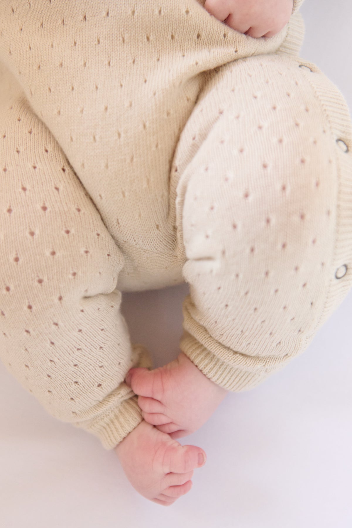 baby pointelle knit kimono romper natural