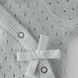 baby pointelle knit kimono romper soft sea