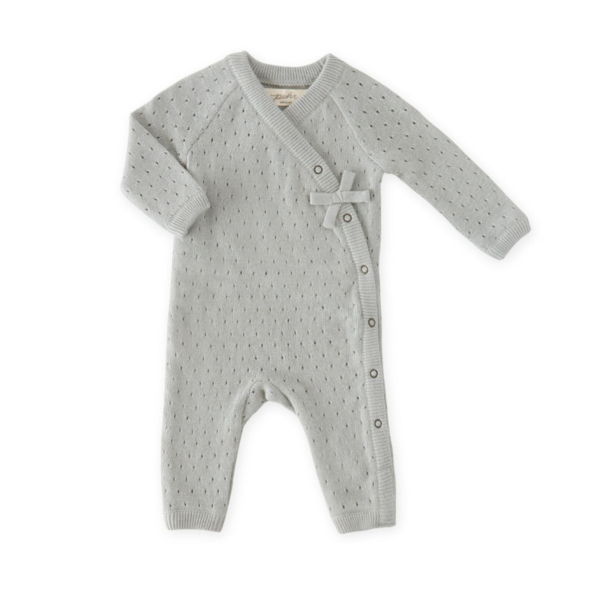 baby pointelle knit kimono romper soft sea in blues pattern