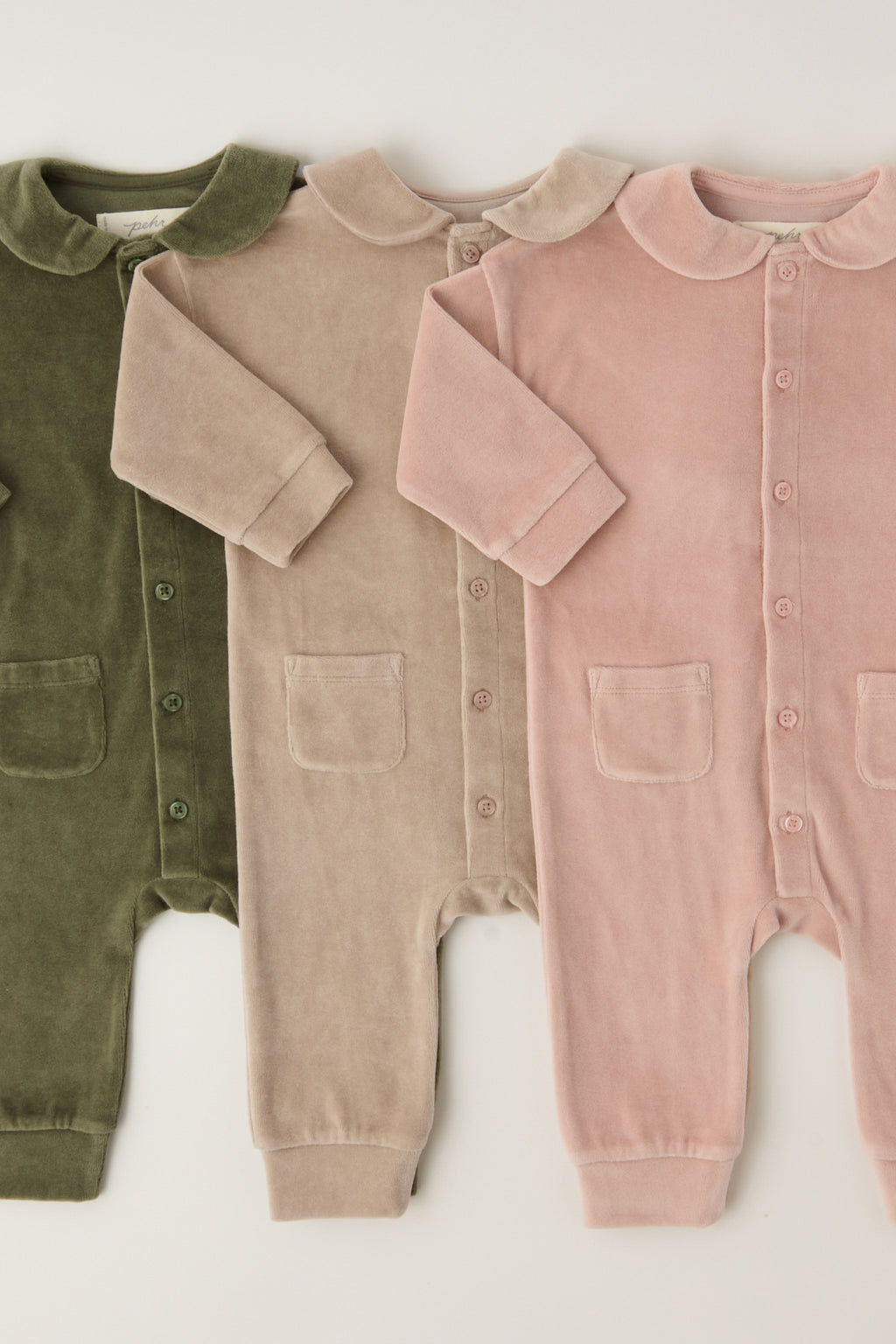 Velour Placket Romper - Group Flat Lay