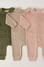 Velour Placket Romper - Group Flat Lay