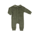 Velour Placket Romper - Pine- Front
