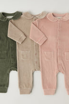 Velour Placket Romper - Group Flat Lay