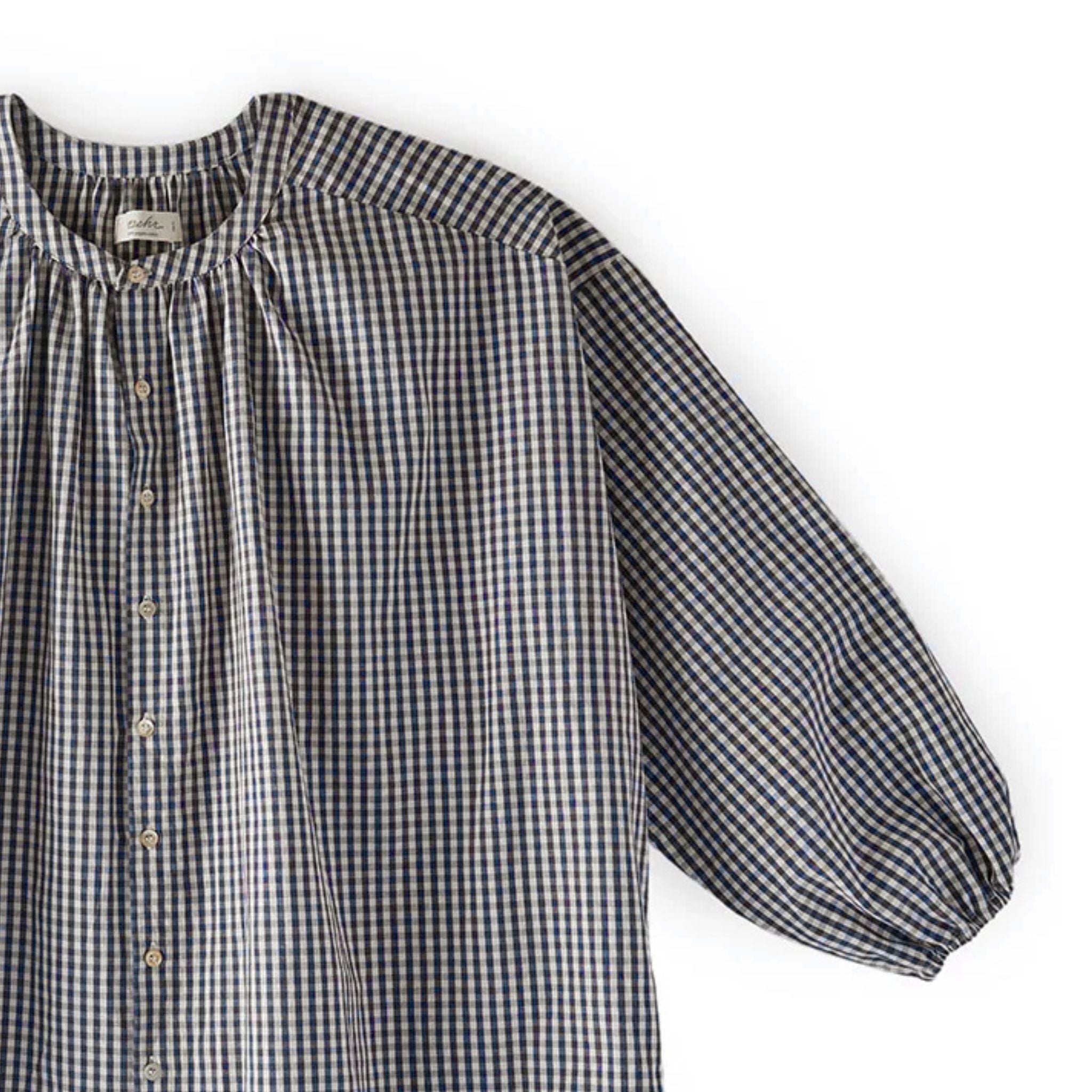 Pehr-Gingham Women's Blouse-Indigo-1