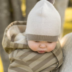 Wool Knit Hat - Portobello- On Baby- Storm Outerwear- Sherpa Hood