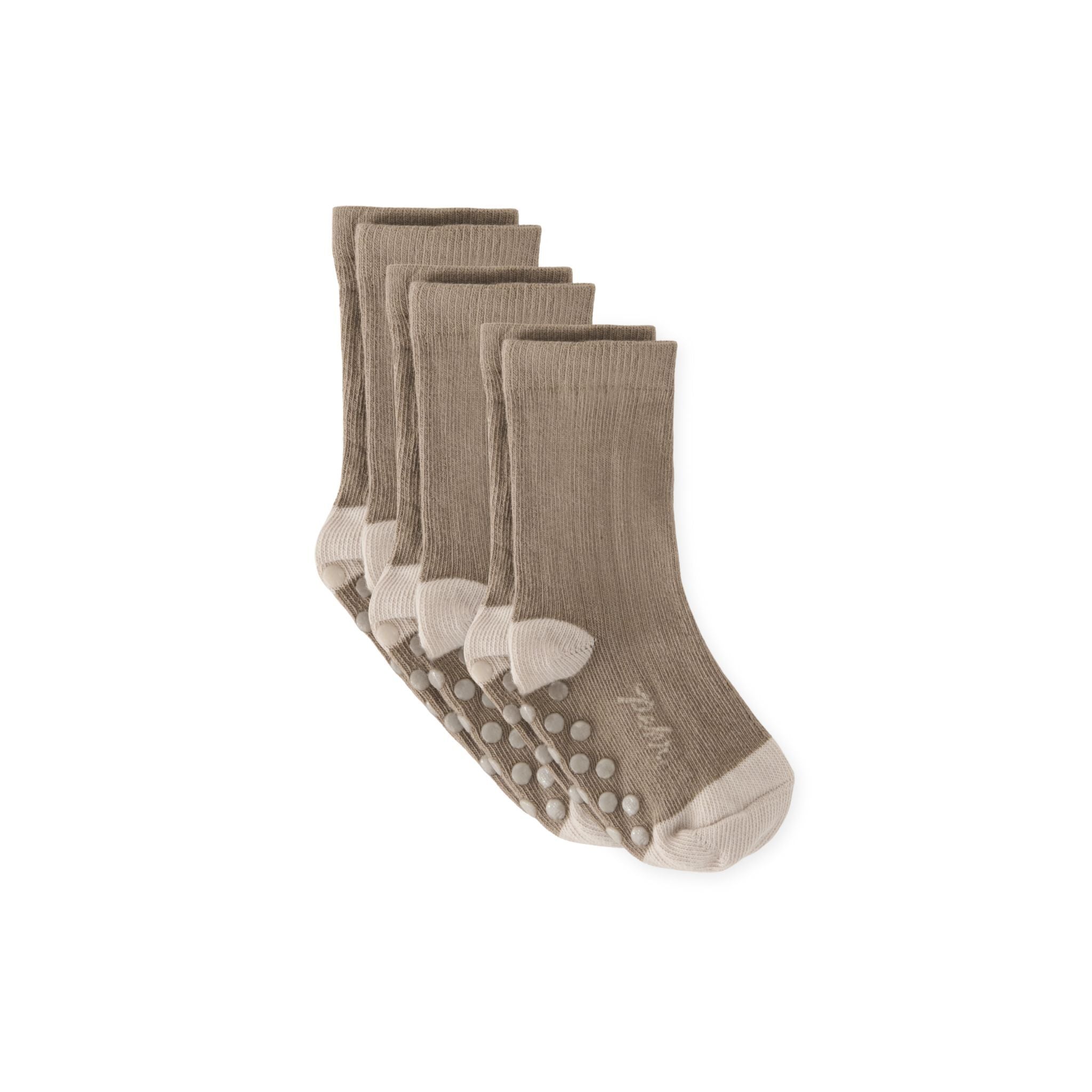Pehr-Crew Socks with Grips 3 - Pack-Mushroom Set-1
