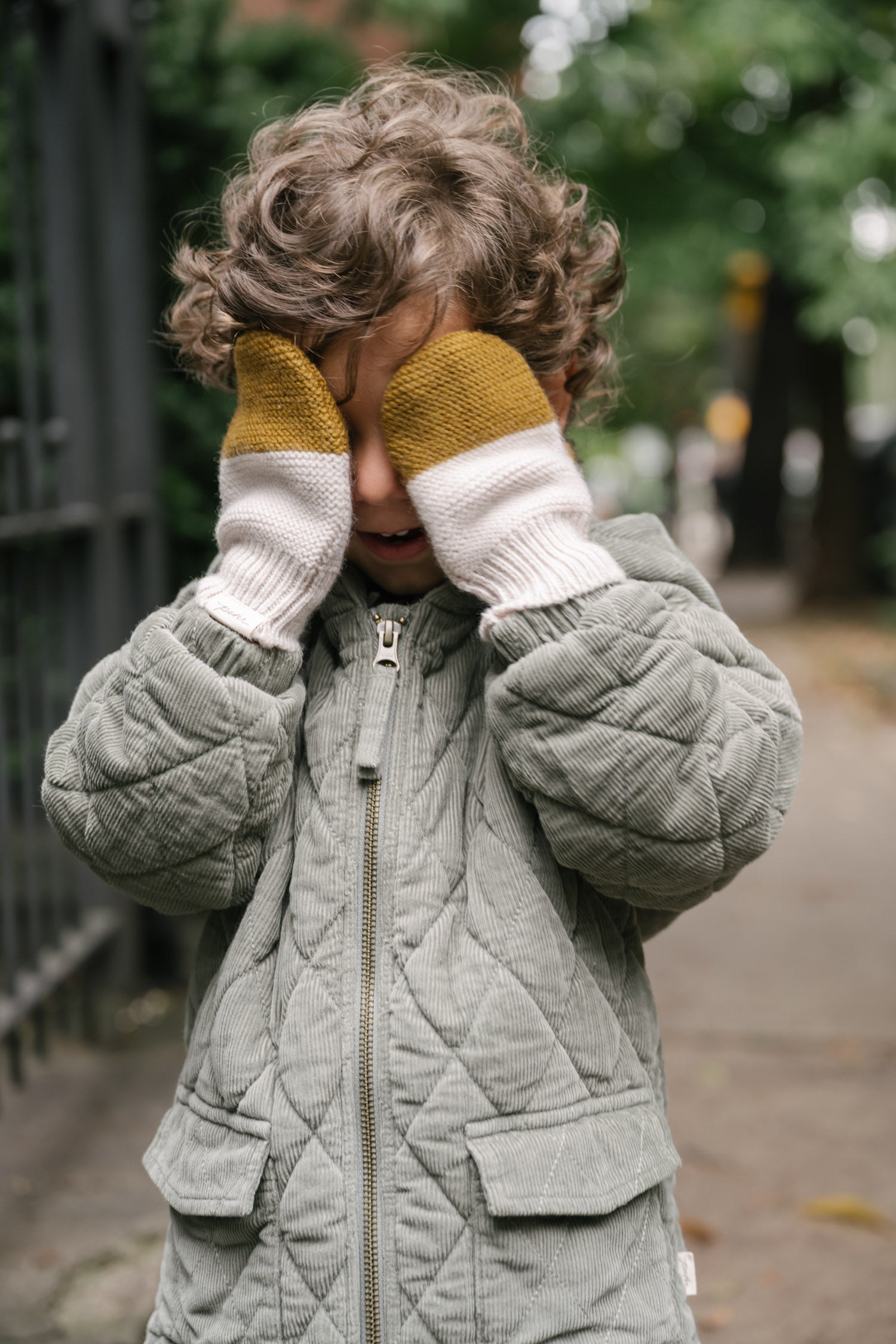 Pehr-Toddler Wool Knit Mitten-Ochre-3