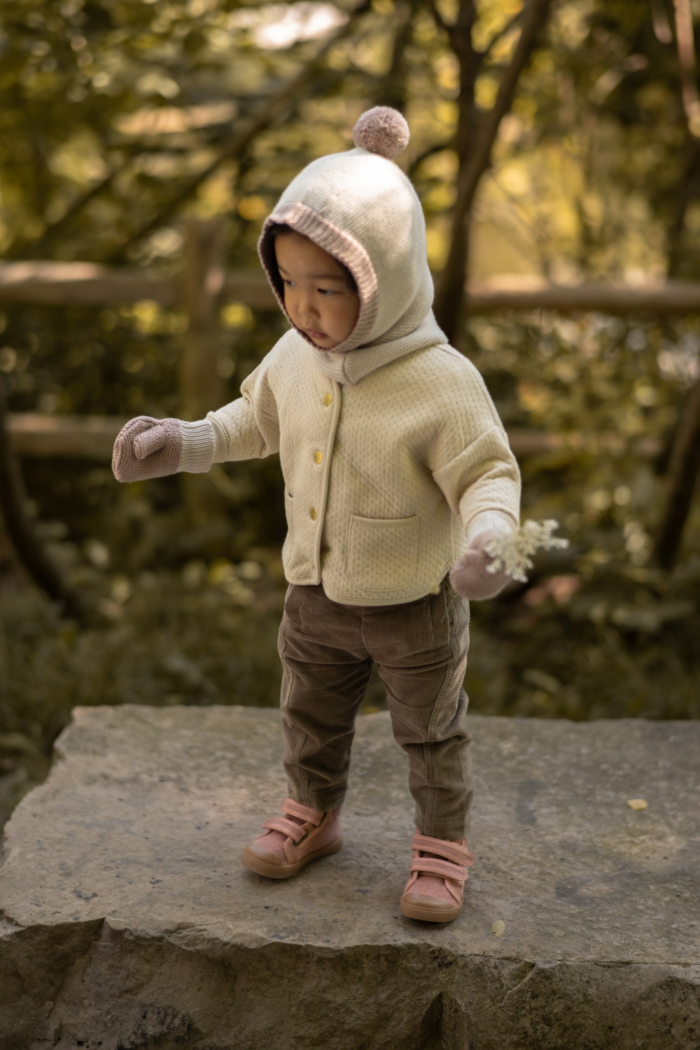 Pehr-Toddler Wool Knit Mitten-Rose-3