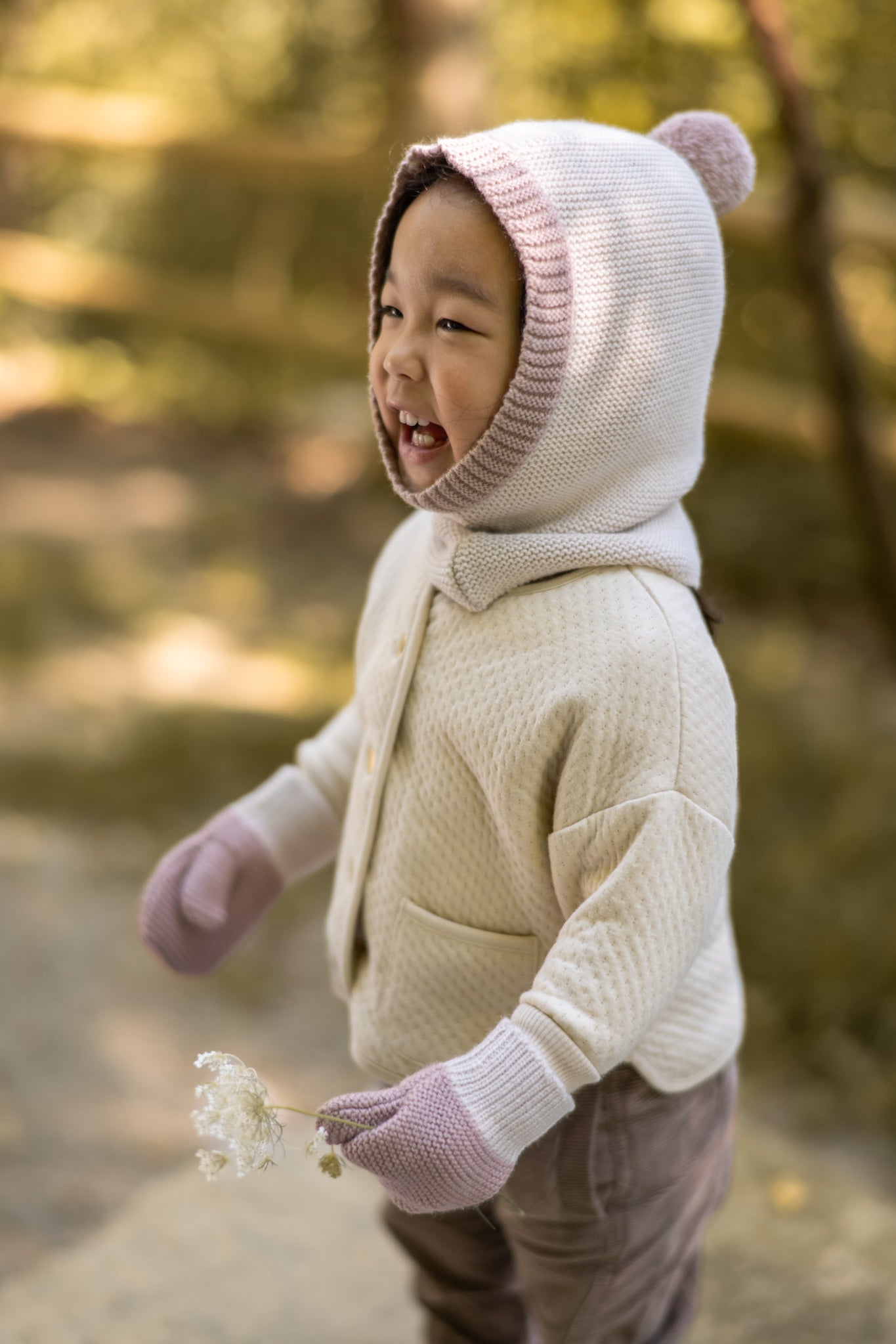 Pehr-Toddler Wool Knit Mitten-Rose-6