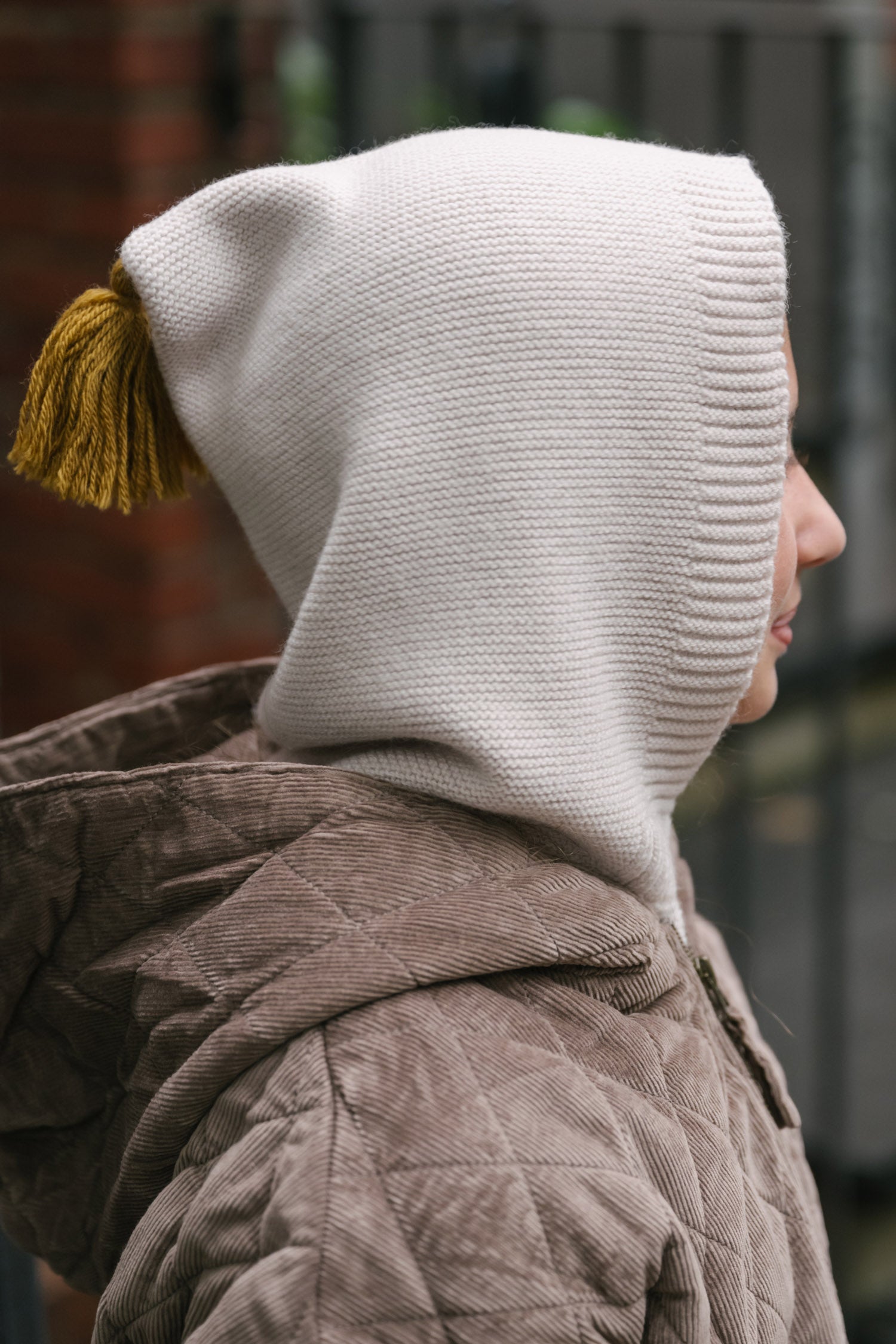 Pehr-Kids Wool Knit Balaclava-Natural - Ochre-2