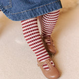 Pehr-Striped Ribbed Tights-Soft Peony - Mulberry Stripe-2