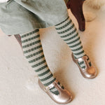 Pehr-Striped Ribbed Tights-Sage - Juniper Stripe-2