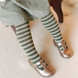 Pehr-Striped Ribbed Tights-Sage - Juniper Stripe-2