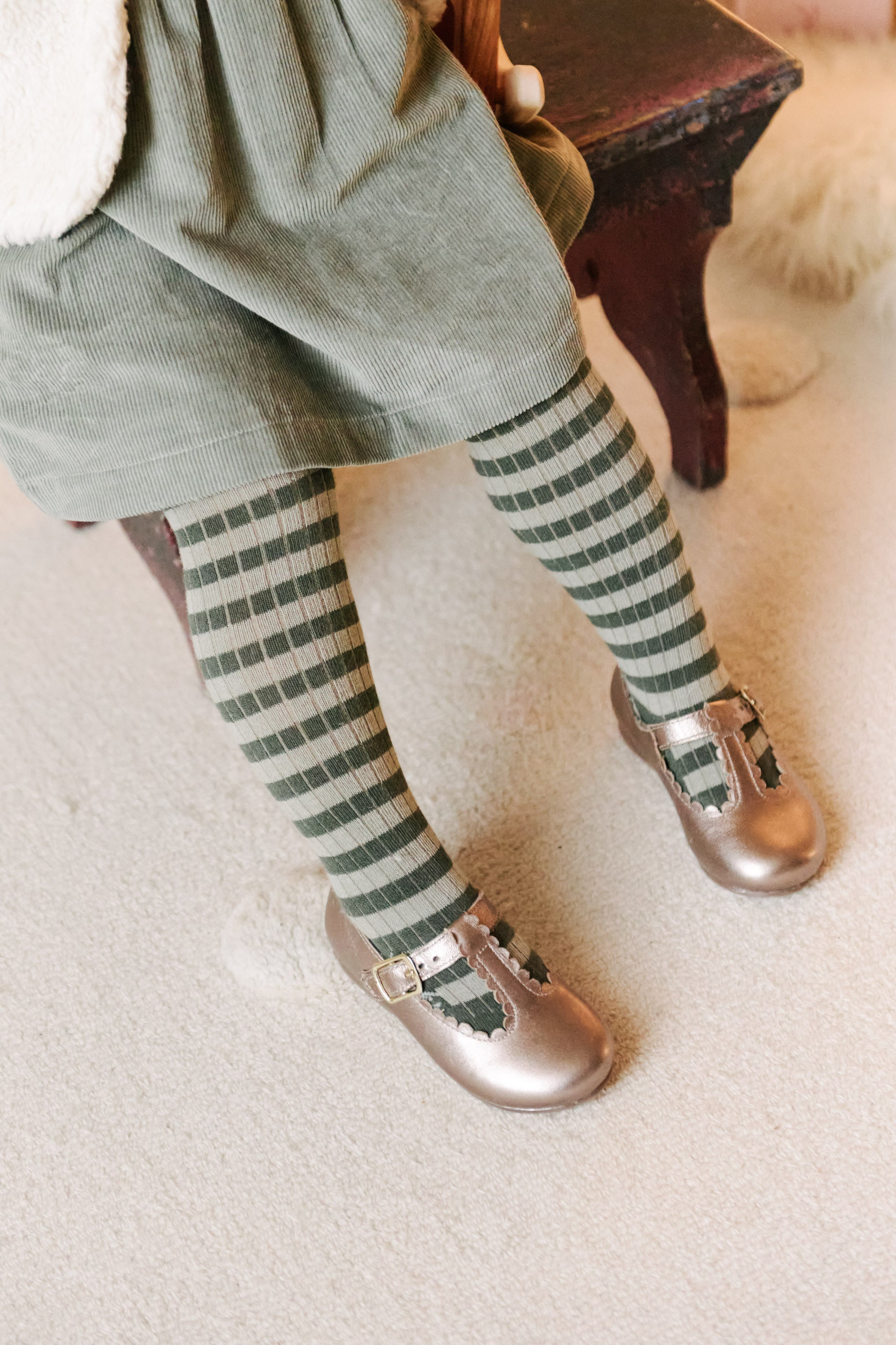 Pehr-Striped Ribbed Tights-Sage - Juniper Stripe-2