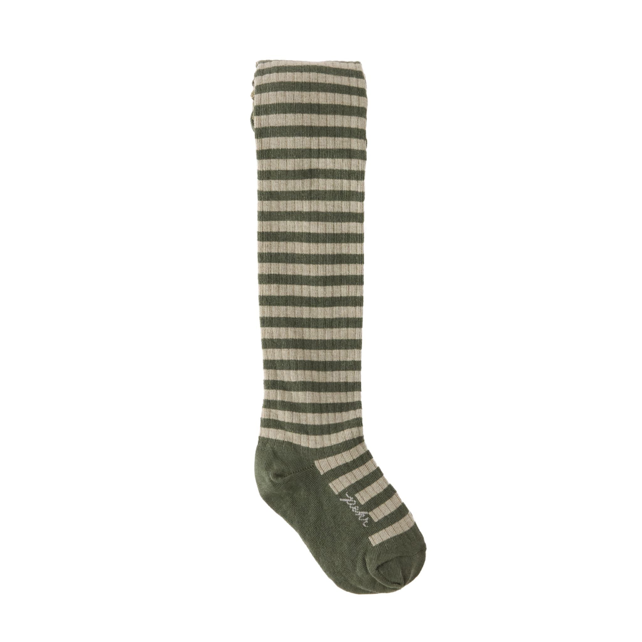 Pehr-Kids Striped Ribbed Tights-Sage - Juniper Stripe-2