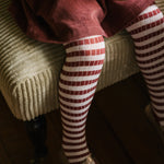 Pehr-Kids Striped Ribbed Tights-Soft Peony - Mulberry Stripe-3