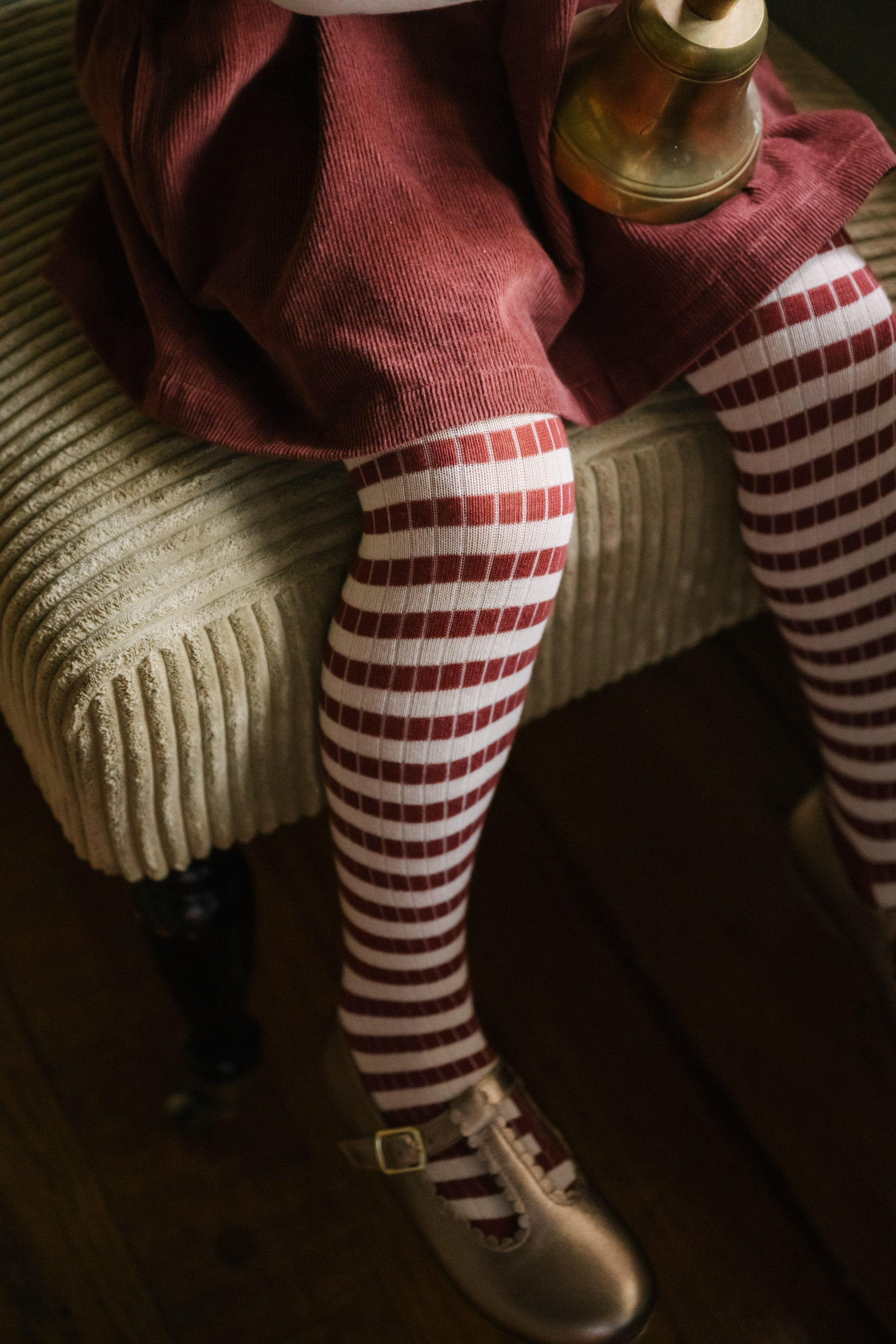 Pehr-Kids Striped Ribbed Tights-Soft Peony - Mulberry Stripe-3