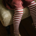 kids striped ribbed tights soft peony mulberry stripe pehr 2
