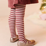 Pehr-Kids Striped Ribbed Tights-Soft Peony - Mulberry Stripe-2