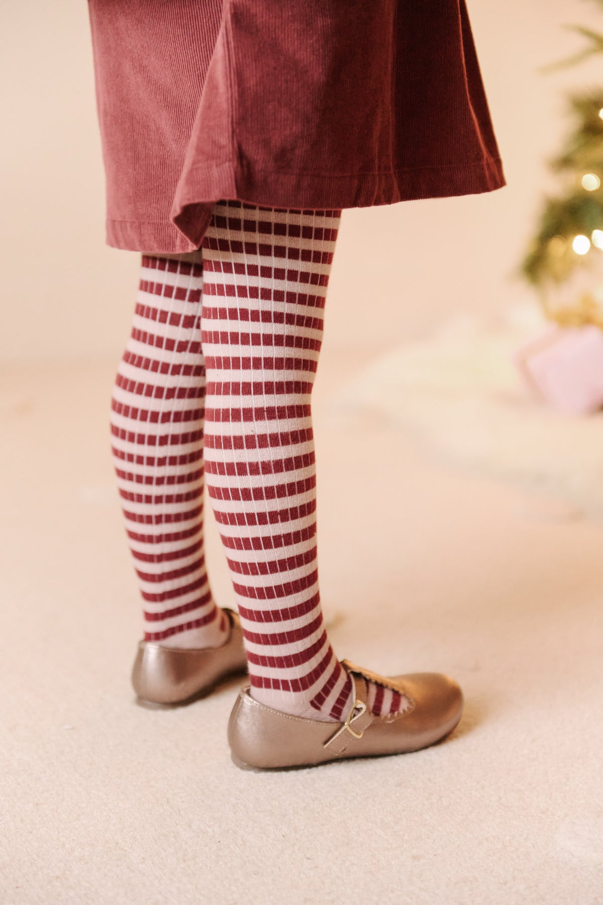 kids striped ribbed tights soft peony mulberry stripe pehr 3