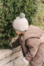 Toddler Wool Knit Hat - Sage- On Toddler- Furry Ball