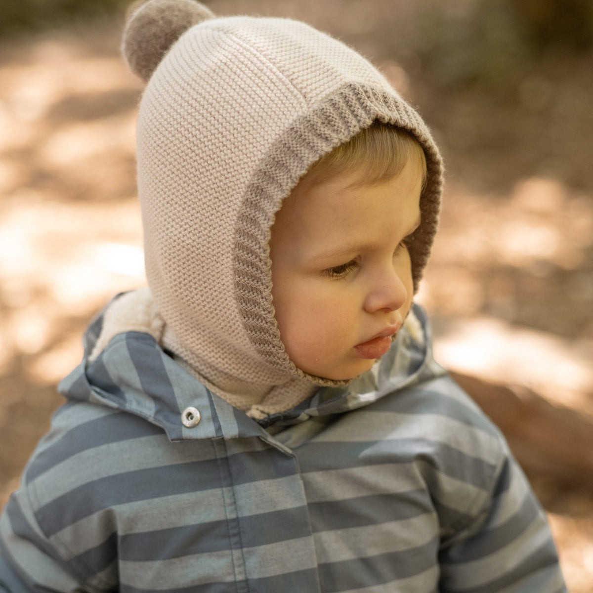 Toddler Wool Knit Balaclava - Natural - Portobello- On Toddler