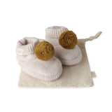 Pehr-Wool Knit Pom Pom Bootie-Natural - Ochre-1