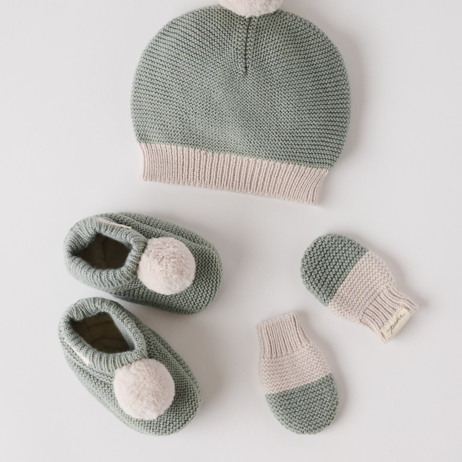 Pehr-Wool Knit Pom Pom Bootie-Sage-2