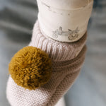 Pehr-Wool Knit Pom Pom Bootie-Natural - Ochre-3