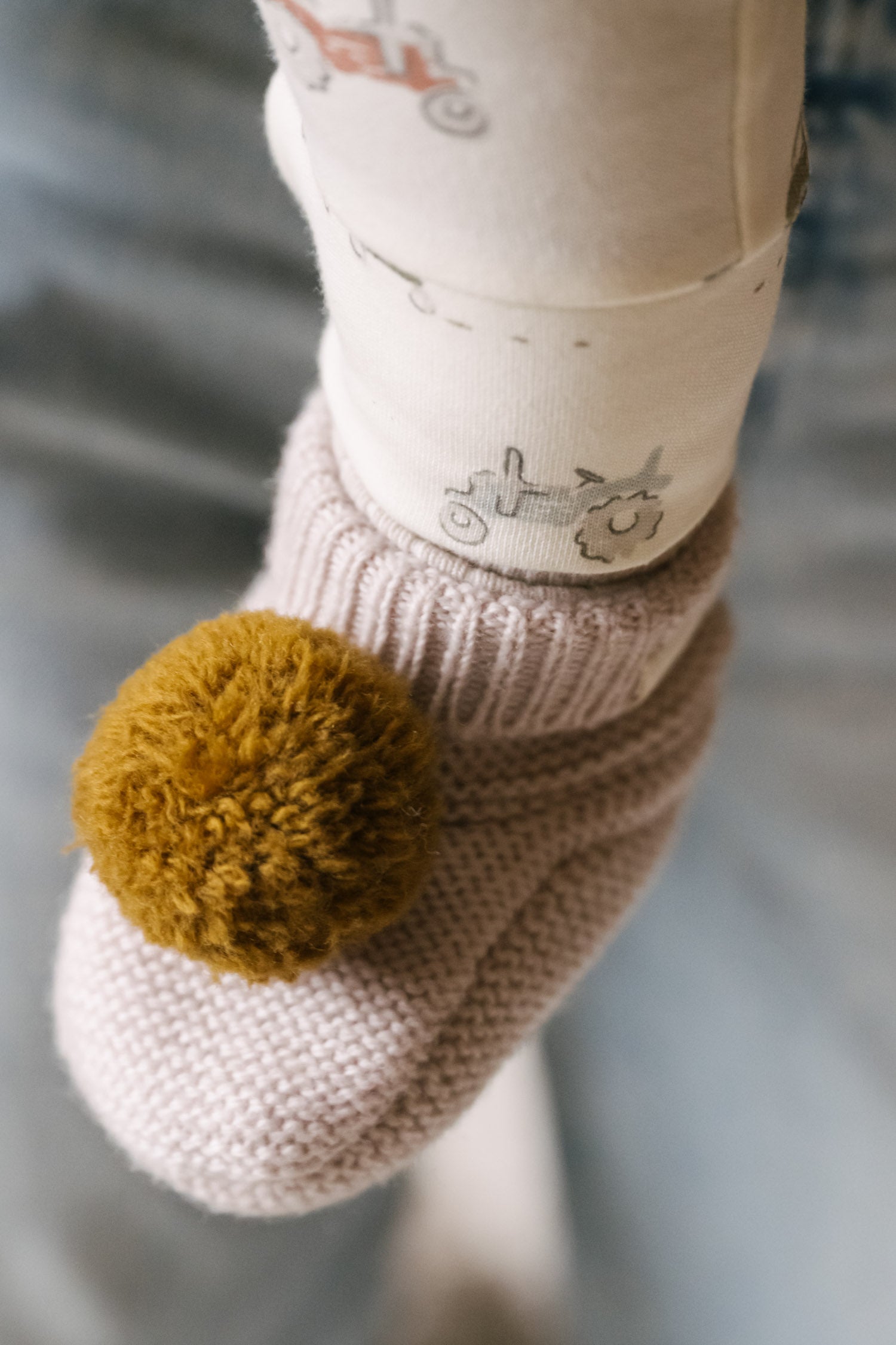 Wool Knit Pom Pom Bootie