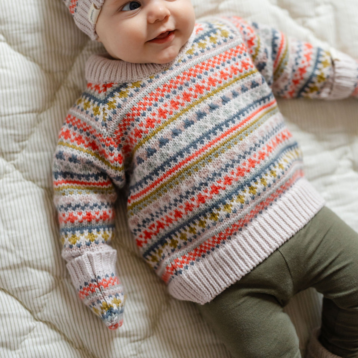 Knit Mittens - Alpine Fair Isle-On Baby- Colorful Knit- Matching Sweater
