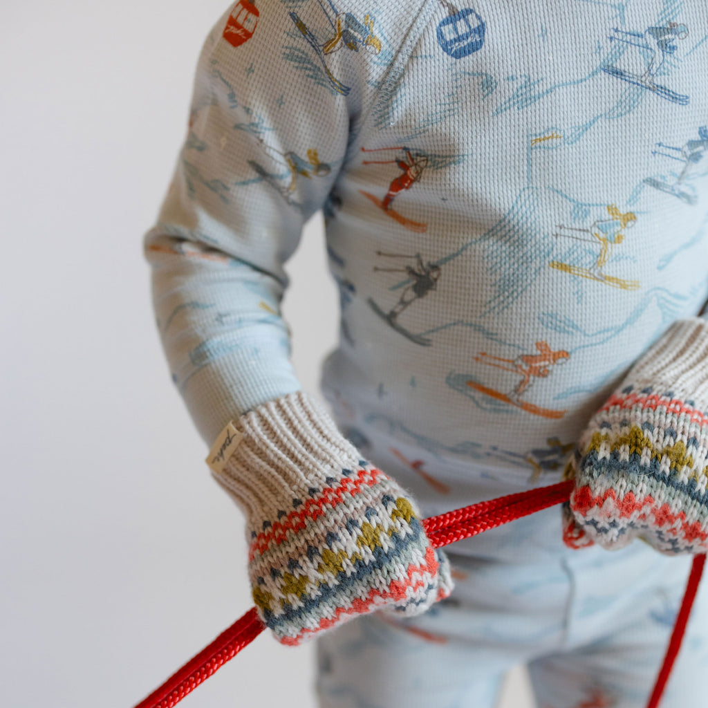 Knit Mittens with Thumb - Alpine Fair Isle- Toddler- Up Close- Colorful Knit