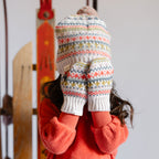 Knit Hat with Pom Pom - Alpine Fair Isle- On Toddler- Colorful Knit- Matching Mittens