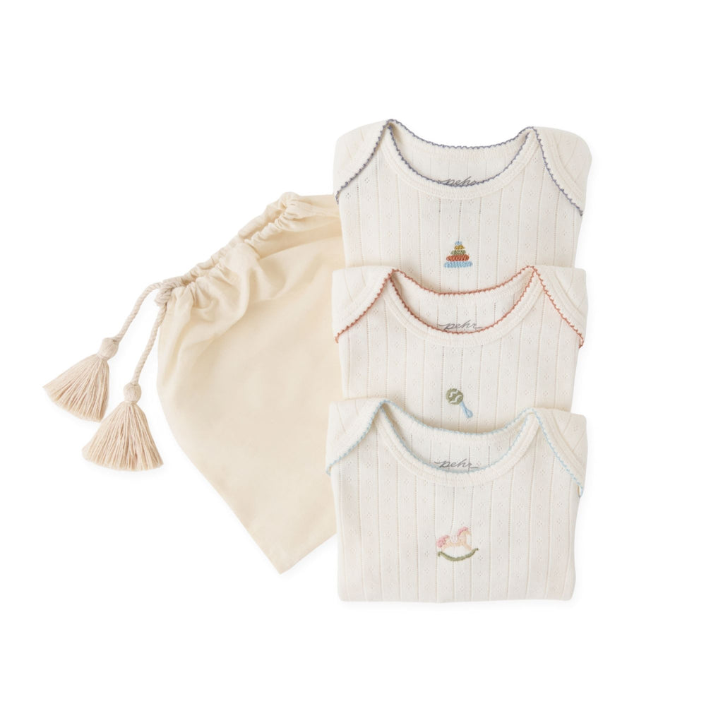 petit pehr pointelle one piece 3 pack playtime
