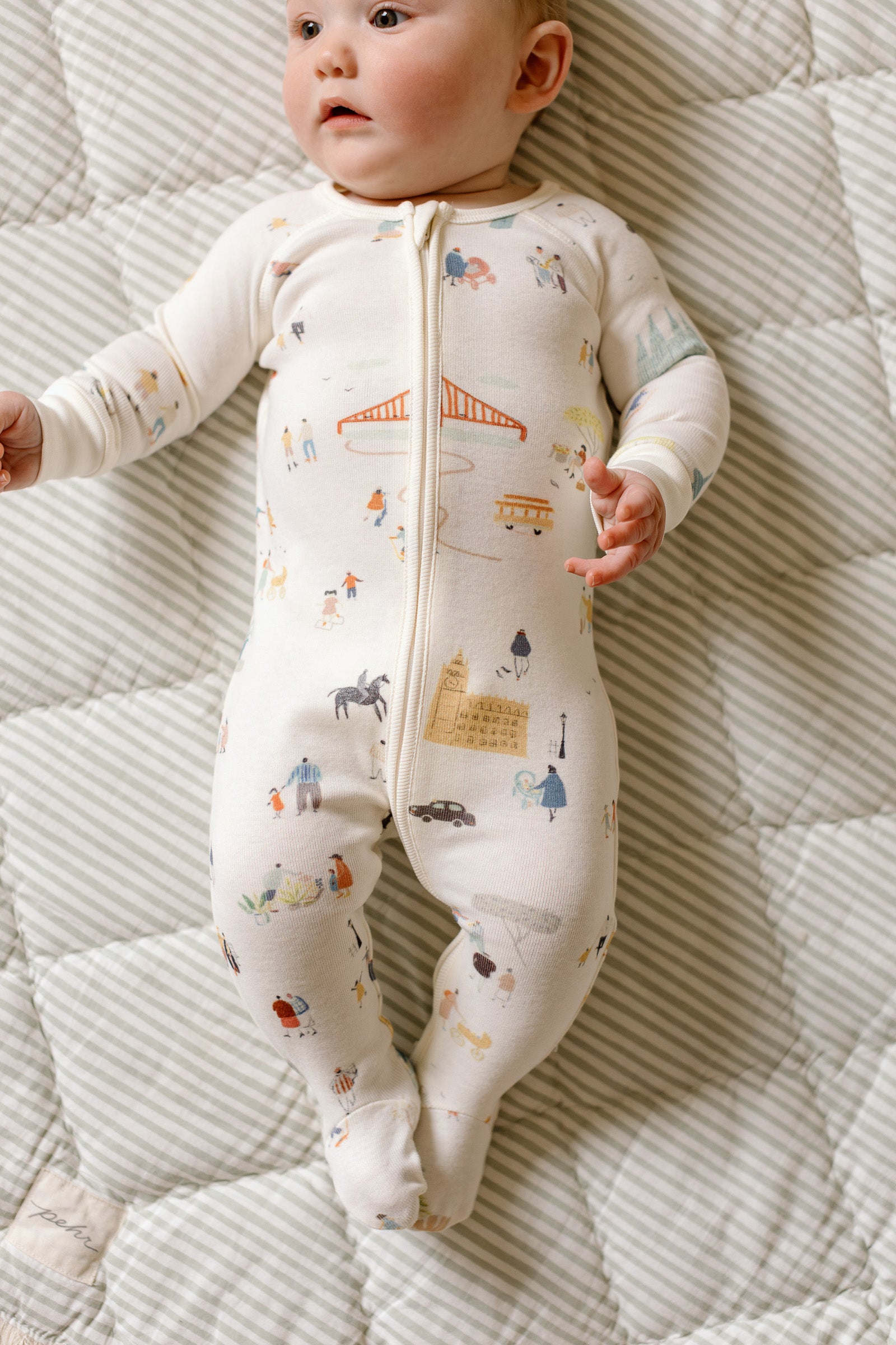 baby ribbed baby sleeper explore the world pehr